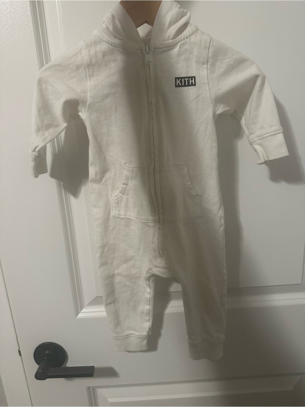 Kith Cream Hooded Baby One-Piece Zipper Romper